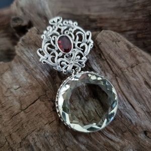 Sterling silver Citrine and Garnet pendant